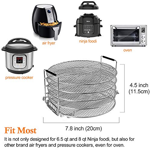 Food Dehydrator Stand Racks for Air Fryer, Pressure Cooker, Oven and Ninja Foodi 6.5 & 8 qt, Food Grade Stainless Steel Drying Rack Stacker Trays