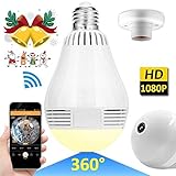 WiFi IP Camera 360 Degree Camera Surveillance Home Security Wireless Camera 1080p Full HD Wide Lens, Night Vision 2 Way Audio for Home/Office /Nanny / Pet /Baby Monitor Cam with iOS, Android App