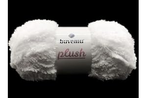 Buvemu Plush Faux Fur Bulky Yarn, Super Soft Fluffy Fuzzy for Knitting Crocheting Crafting, 100 Gram (3.53 Ounces) 109 Yards (100 Meters) (White)