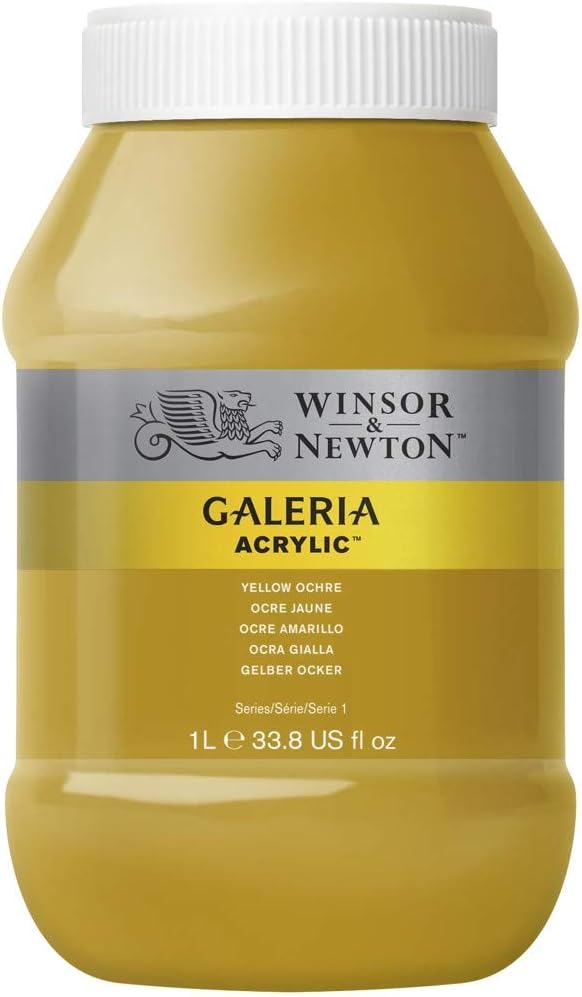 Winsor & Newton 2154744 Galeria Acrylic Paint, High Pigmentation, Non-fading, Butter Consistency, 1000 ml Pot - Yellow Ochre