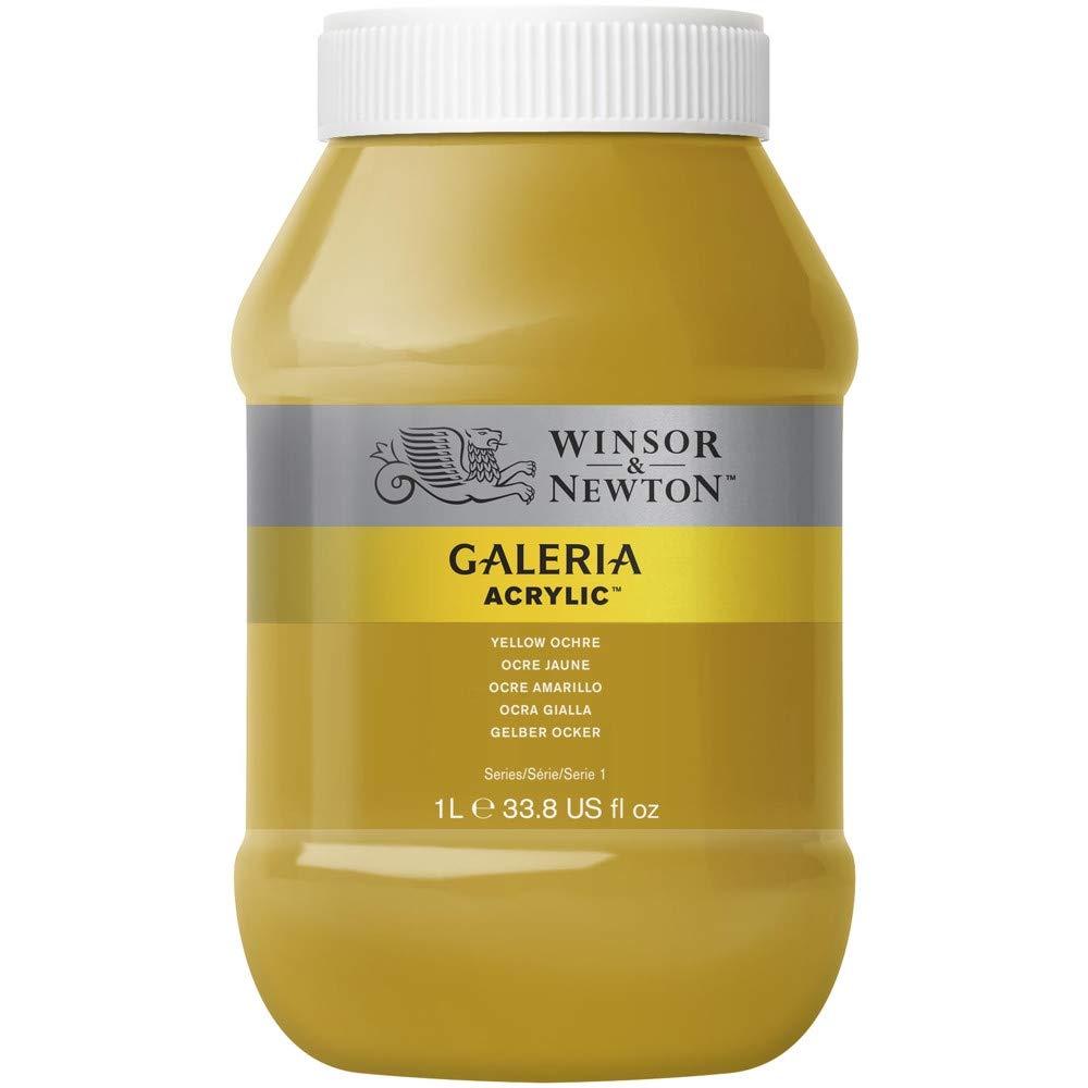 Winsor & Newton 2154744 Galeria Acrylic Paint, High Pigmentation, Non-fading, Butter Consistency, 1000 ml Pot - Yellow Ochre