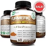 Turmeric Curcumin with Ginger & BioPerine Black Pepper Supplement :: Anti-Inflammatory, Antioxidant, Anti Aging :: 100% Natural, Non-GMO, Vegan Best Maximum Potency, No Side Effects (60 Capsules)