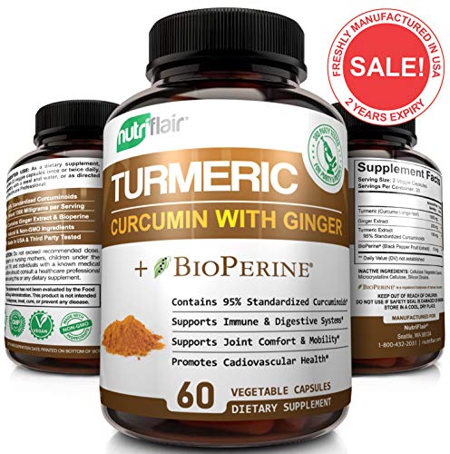 Turmeric Curcumin with Ginger & BioPerine Black Pepper Supplement :: Anti-Inflammatory, Antioxidant, Anti Aging :: 100% Natural, Non-GMO, Vegan Best Maximum Potency, No Side Effects (60 Capsules) Turmeric Curcumin with Ginger & BioPerine Black Pepper Supplement :: Anti-Inflammatory, Antioxidant, Anti Aging :: 100% Natural, Non-GMO, Vegan Best Maximum Potency, No Side Effects (60 Capsules)