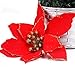 Zabrina 12 Pcs 13cm Christmas Tree Decorative Silk Flower Gold Poinsettia Bush and Red Poinsettia Bush Artificial Flowers Red Glitter Poinsettia Christmas Tree Ornaments, Red