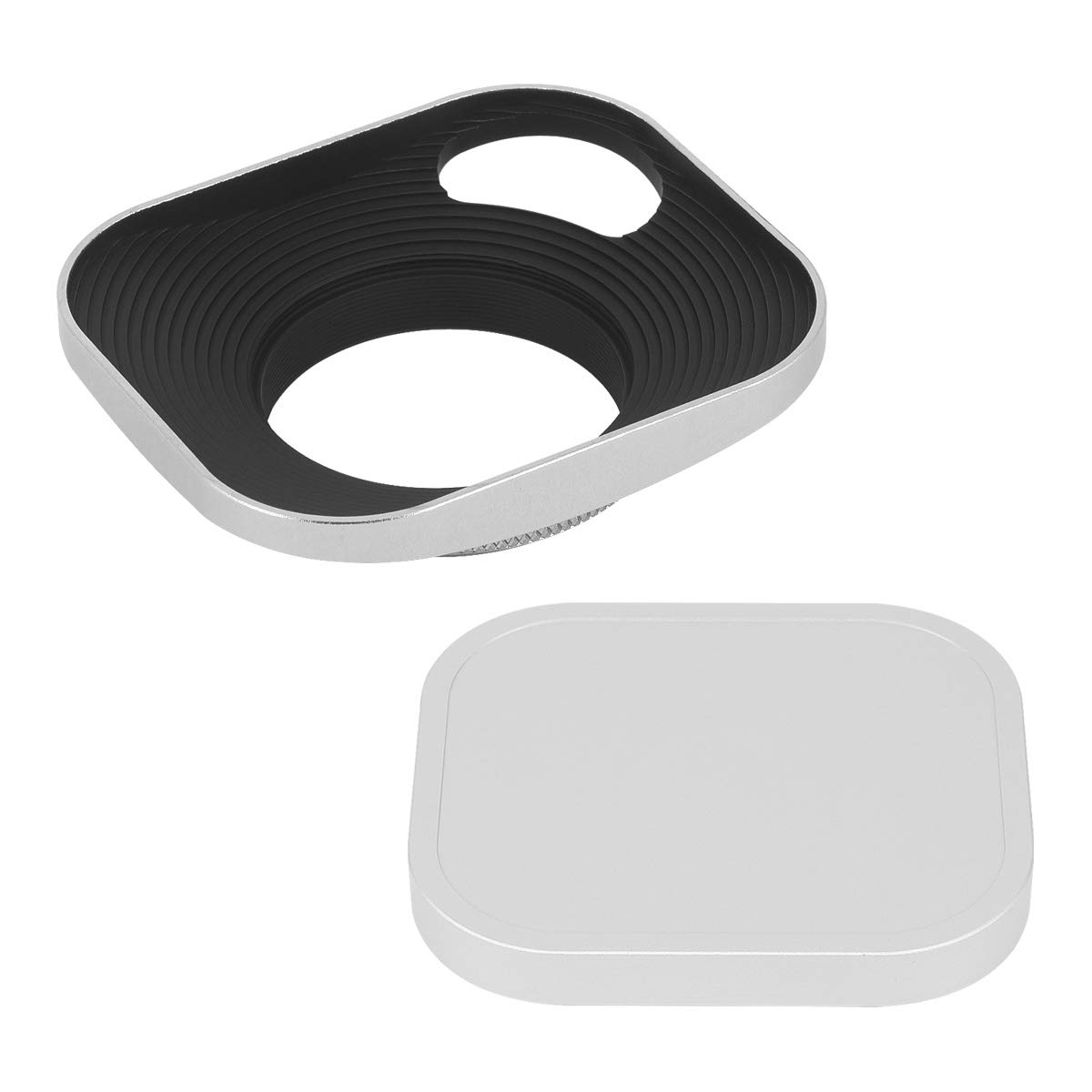 Haoge LH-W39P 39mm Square Metal Screw-in Lens Hood Hollow Out Designed with Metal Cap for Leica Rangefinder Camera with 39mm E39 Filter Thread Lens Silver