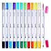 Dual Tip Brush Pens Art Markers with Flexible Brush Tip, Brush Markers Colored Pens for Coloring Books Bullet Journal Note Taking and Lettering by Lasten(24 Cols/12 Pcs)