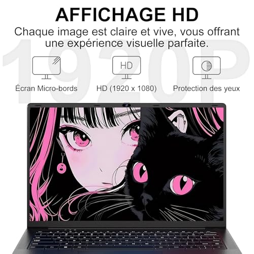 Celeron N5095 Laptop 14 Inch (up to 2.9GHz) Win11 8GB 256GB SSD Extension 1TB 5G WiFi FHD HDMl Laptop with Wireless Mouse Qwerty Keyboard with AZERTY Membrane Keyboard - Black-11
