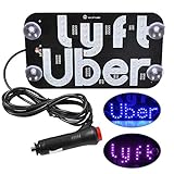 AutoEC Uber Lyft Sign, Glow LED Light Logo Decal Stickers Hook on Car Window with DC12V Car Charger Inverter, Accessories for Rideshare Driver UBER LYFT