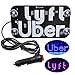 AutoEC Uber Lyft Sign, Glow LED Light Logo Decal Stickers Hook on Car Window with DC12V Car Charger Inverter, Accessories for Rideshare Driver UBER LYFT
