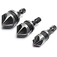 Bestgle 5 Flutes Countersink Chamfer Drill Bits, 90 Degree Chamfering Cutter 1/4 Inch Hex Shank Chamfer Tapered Bit Set for W