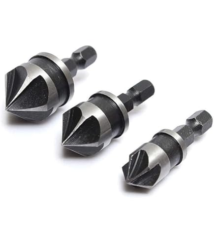 5PCS Countersink Drill Bit Set,Premium HSS High-Speed Steel,with 82-Degree, 1/4" Quick Change Hex Shank, 5 Flutes, Sizes 1/4" To 3/4"for Plastic Fabrication,Machinable Metals, Wood, Carbon Steel