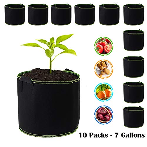 UltraOutlet 10-Pack 7 Gallon Grow Bags Planting Bags with Handles Fabric Grow Bags for Plants, Potato Grow Bags,10 pcs
