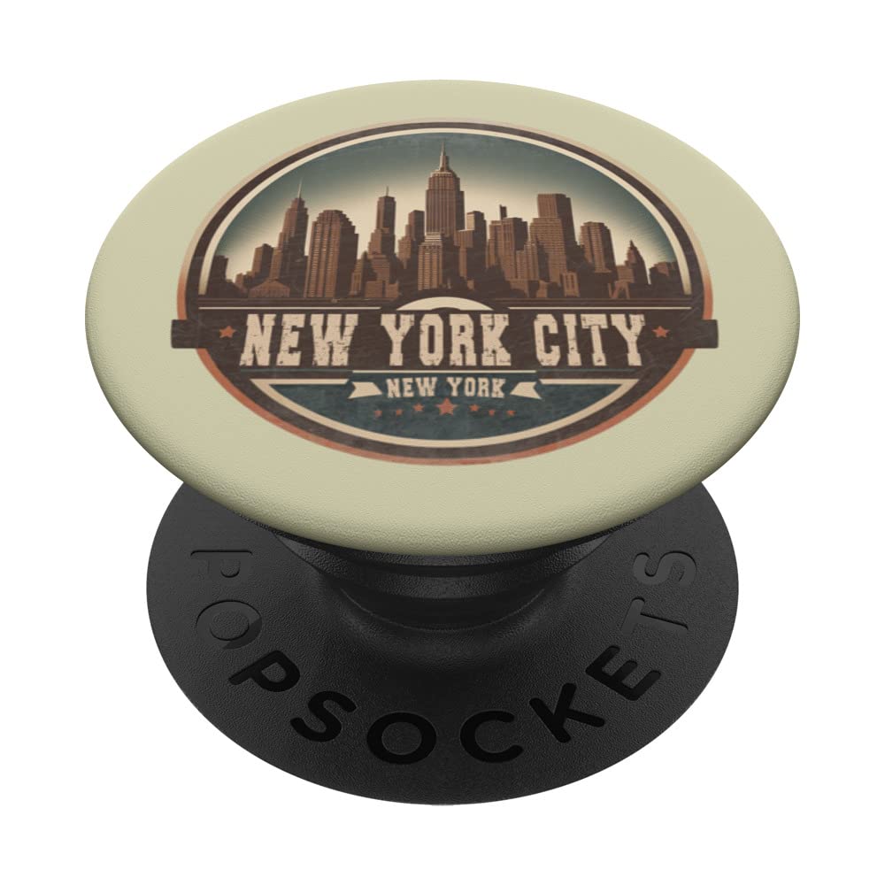 Retro style New York City, New York city skyline PopSockets Swappable PopGrip