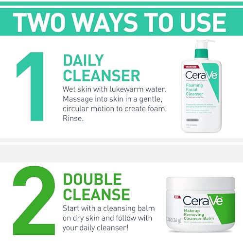 CERAVE FOAMING FACIAL CLEANSER, DAILY FACE WASH FOR OILY SKIN, HYALURONIC ACID + CERAMIDES + NIACINAMIDE, FRAGRANCE FREE & PARABEN FREE, NON-DRYING OIL CONTROL FACE WASH, 19 FLUID OUNCE