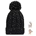 Paragon Winter Warm Knit Skull Hat Beanie Cap Fleece Lining Thick Slouchy Cable with pom