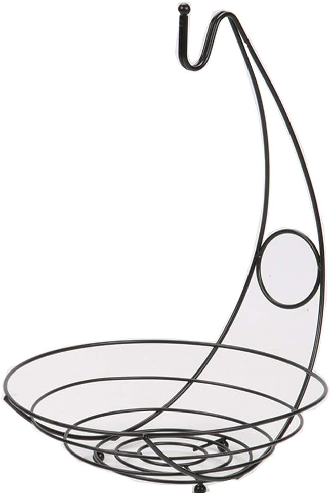 homozy Home District Wire Fruit Basket With Banana Hanger - Food Storage Bowl With Hook - Black, 260x400x300mm