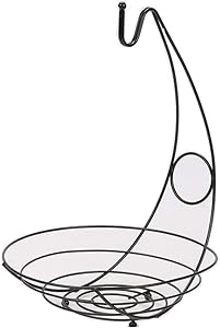 homozy Home District Wire Fruit Basket With Banana Hanger - Food Storage Bowl With Hook - Black, 260x400x300mm