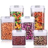 U-miss Airtight Food Storage Container Set - Durable Plastic - BPA Free - Clear Plastic with White Lids …