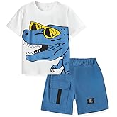 KIDLAGA Toddler Boys Summer Clothes Short Sleeve Top and Casual Shorts 2-Piece Kids Comfy Outfits Boys Sets Size 5-9 Years