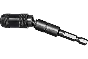 JUFORMIN 1/4" Pivoting Bit Tip Holder Magnetic Screw Drill Tip Pivot Screwdriver Bit Holder Magnetic Screw Holder Extender Bendable in 20° Angle for Corners or Tight Spots (Black, 1 Pcs)