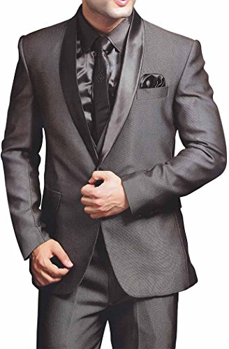 INMONARCH tradicional gris 6 PC traje de novio