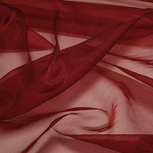 MDS Pack of 15 Yard Bridal SOLID Sheer Organza Fabric Bolt for Wedding Dress ,Fashion, Crafts, Decorations Silky Shiny Organza 44”- Maroon