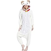 Ommda Adult Animal Onesie, Hooded Polar Fleece Pajamas, Halloween Costume Cosplay Sleepwear for Unisex Women & Men