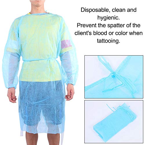 Disposable Tattoo Surgical Gown - Cimenn Thin And Light Fabric Tattoo Clothing Overalls Garment Blue