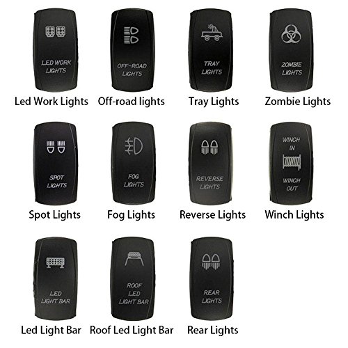 ZHUOTOP Universal 5 Pin Laser Etched Labeled Led Arb Rocker Switch Cover Cap For Boat Car Truck CarlingLed Work Lights - Thumbnail 2