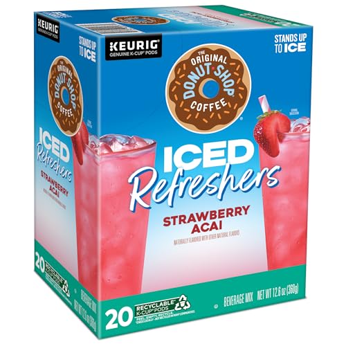 THE ORIGINAL DONUT SHOP ICED REFRESHERS, STRAWBERRY AÇAÍ FLAVOR, KEURIG SINGLE SERVE K-CUP PODS, 20 COUNT