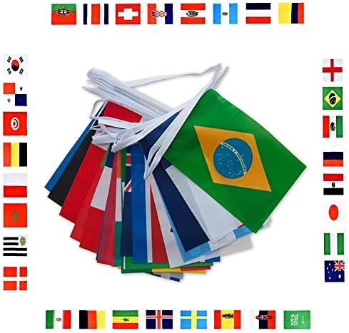 Hiistar 2018 FIFA World Cup Top 32 String Country Flag Banners International Flag Bunting 5.5''x 8.3'' for Bar Party Decorations