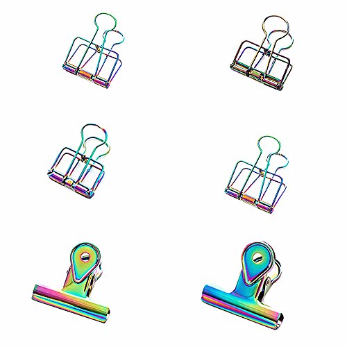 Creative Rainbow Paper Clips, Office Supplier Metal Wire Binder Clips, Colorful Hollow Out Paper Organizer, for Chip & Bag and Food Heavy Duty Clips Home Accessories (6 Pcs) - Thumbnail 7