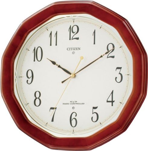 Rhythm Clock [ Citizen] Nemurina M446 radio hanging clock brown brown wood frame analog 8MY446-006