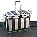 HappyPicnic Insulated Picnic Baskets, 26L Cooler Bag, Shopping Basket, Collapsible Picnic Cooler with Aluminium Handle for Food, Camping, Work or Outdoor Hiking - Wide Navy Blue Stripe