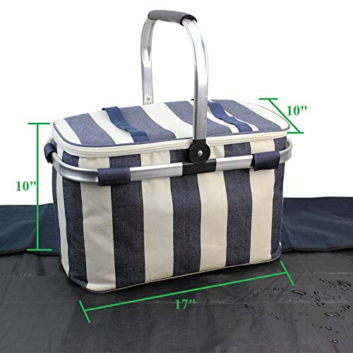 HappyPicnic 25L Insulated Cooler Bag with Foldable Aluminium Handle, Picnic Basket with