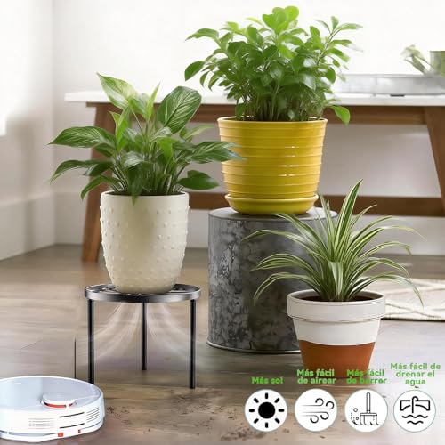 Paquete de 5 Soportes Para Plantas De Metal, Soporte para Macetas para Exteriores y Interiores, Soporte Redondo Para Exhibir Estante para Plantas en Niveles