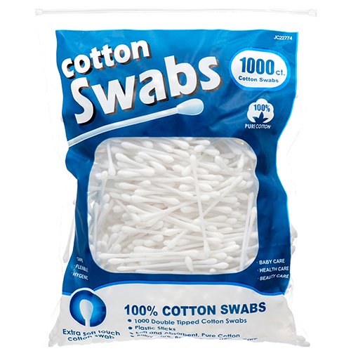 10,000 Count Double Tipped NuValu Cotton Swab 100% Pure Cotton - Wholesale Bulk Lot - 10 x 1000 Count Bag