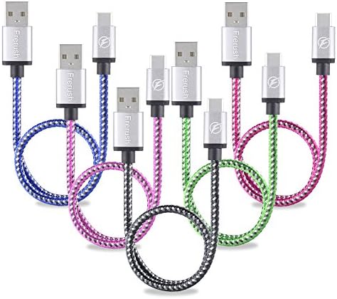 Frerush USB C Cable Short, USB C to USB 2.0 Cable Fast Charge, 1ft 5 Pack for Samsung Galaxy S8 Plus,LG G6 G5, Google Pixel XL, Nintendo Switch, Nexus 5X 6P, OnePlus 3 5 (Black Blue Rose Green Pink)
