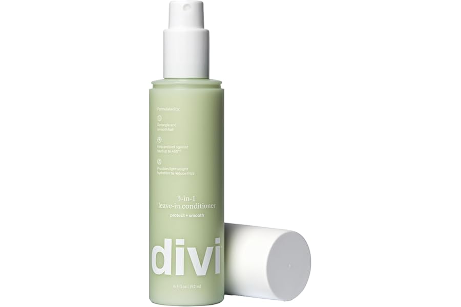 Divi 3-in-1 Leave-In Conditioner Spray – Detangler & Heat Protectant for Frizz Control & Shine, Lightweight Moisturizer – For All Hair Types – 6.5 Fl Oz