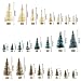 UHBGT Mini Tabletop Christmas Tree, 24pcs Miniature Pine Trees Frosted Sisal Trees with Wood Base DIY Crafts Home Decor Christmas Ornaments Green, Gold and Ivory,Mix Color