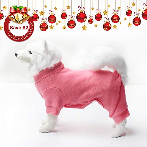 TONY HOBY Dog Pajamas Dog Jumpsuits 4 Legs Dog pjs Cotton Made Pure Color Pet Clothes