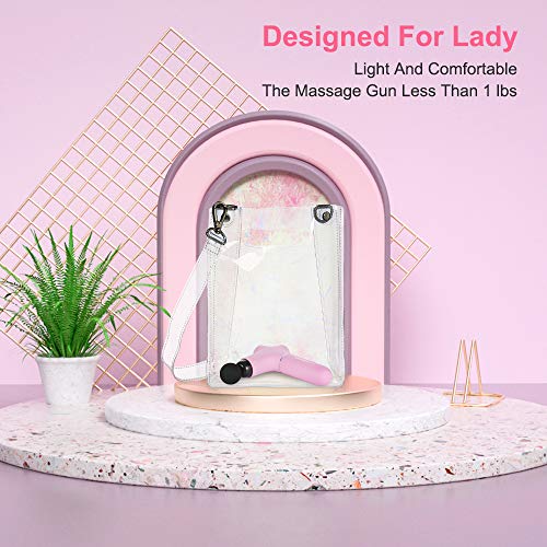 Dexinoe Muscle Massage Gun , Power Cordless Handheld Electric Massager Portable Lightweight (375g), Deep Tissue Percussion Massagers for Full Body Muscle Recovery and Pain Relief Rechargeable (Pink)