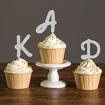 Amazon Com Areena Shop Glitter Initial Letter Party Picks Custom