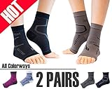 Thirty48 Plantar Fasciitis Socks, 20-30 mmHg Foot Compression Sleeves for Ankle/Heel Support, Increase Blood Circulation, Relieve Arch Pain, Reduce Foot Swelling (Black & Grey (2 Pairs), Large)