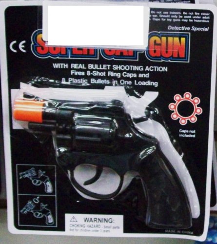 Photo 1 of Kole Toy Revolver Cap Gun - Modern Black Plastic Toy Gun - Boys Aged 8 and up - Easter Fantasy Toy Gun