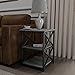 eHomeProducts Weathered Grey Oak Finish Metal X-Design Chair Side End Table with 3-Tier Shelf