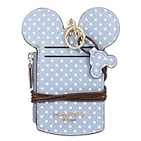 JOSEKO Women Cute Animal Shape Neck Bag Wave Dot Card Holder Lanyard Wallet Coin Purse Sky Blue 5.51