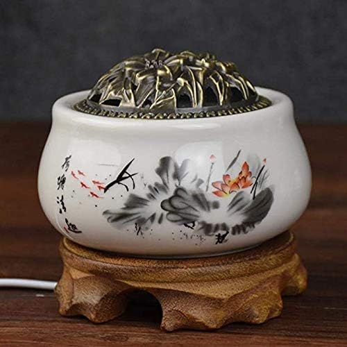 Gaojian Portable porcelain incense burner 220 V Electric plug ceramic incense burner Buddhism holder,D