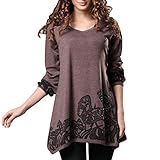 DJT Lady Scoop Neck Long Sleeve Stretchy Irregular Hem Casual Top Blouse