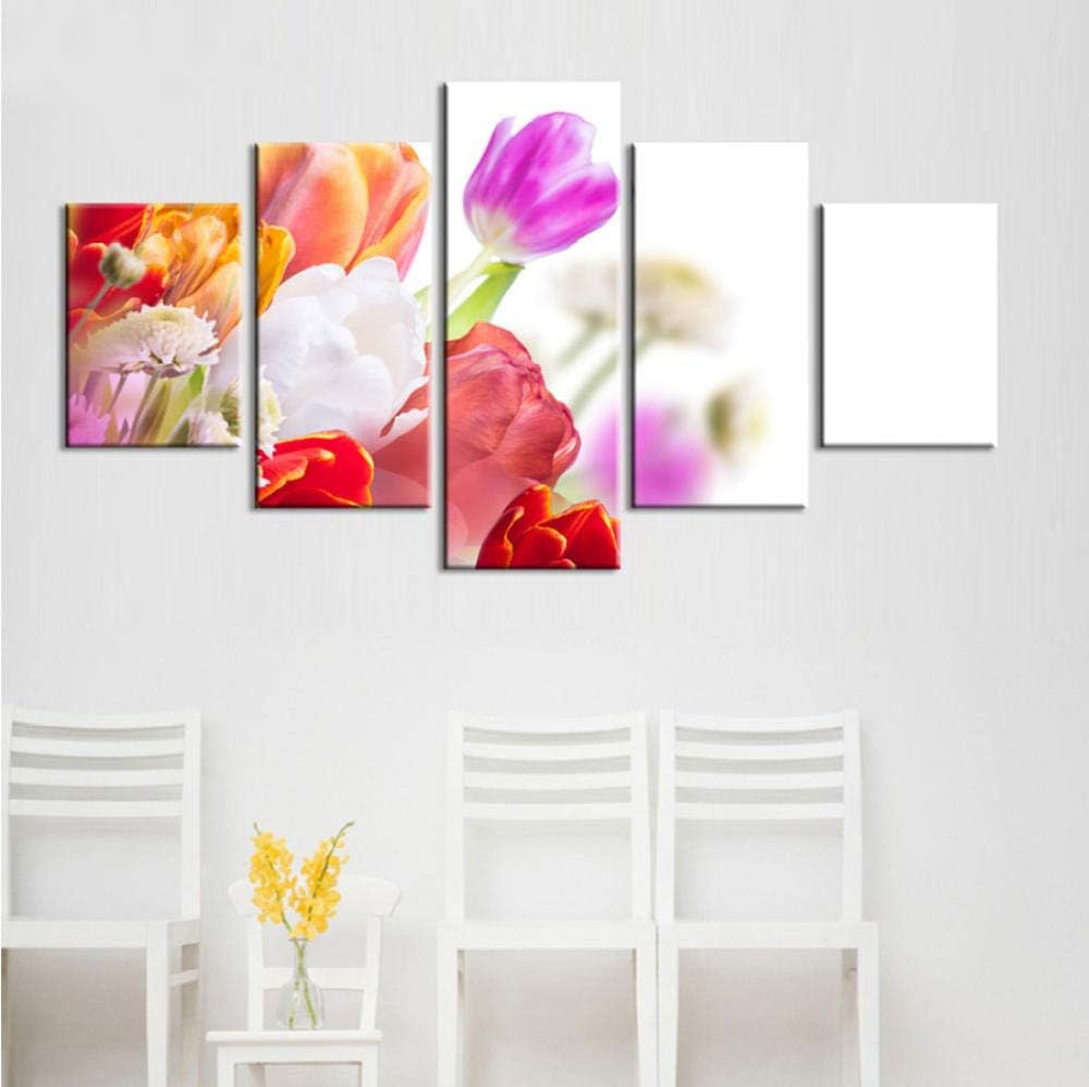 Xxscz Leinwanddrucke Bilder Wandkunst 5 Stück Tulpenblumenmalerei